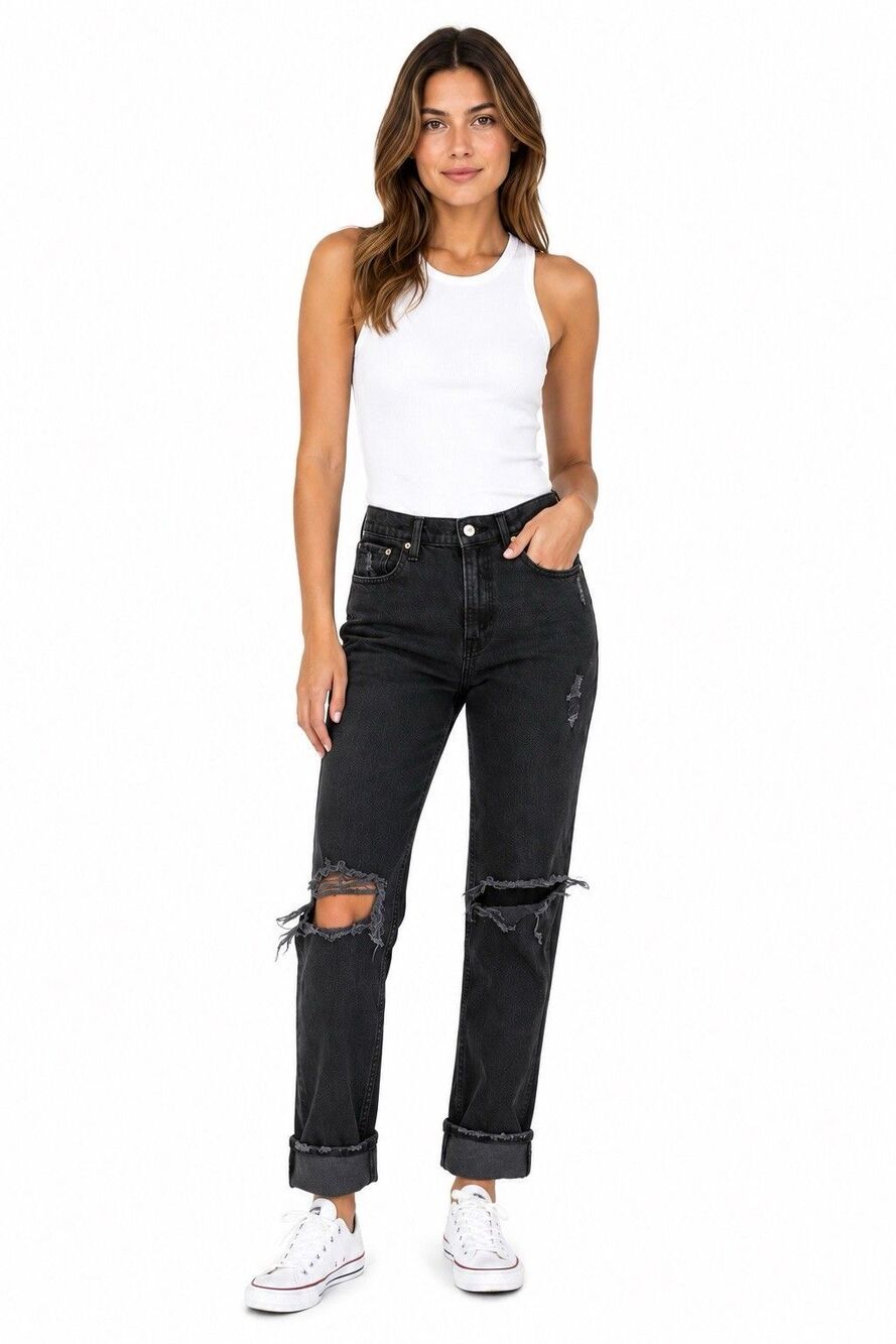 Y2K Grunge Abercrombie & Fitch 90s Ultra High Rise Thrashed Jeans Size 28R / 6